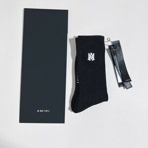 Amiri Black Embroidery Towel Socks